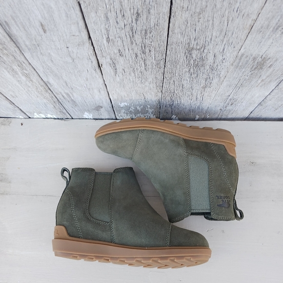 Sorel Evie II Chelsea Green Boots Womens 6.5 Waterproof Shoe Snow Booties Suede - Picture 5 of 11